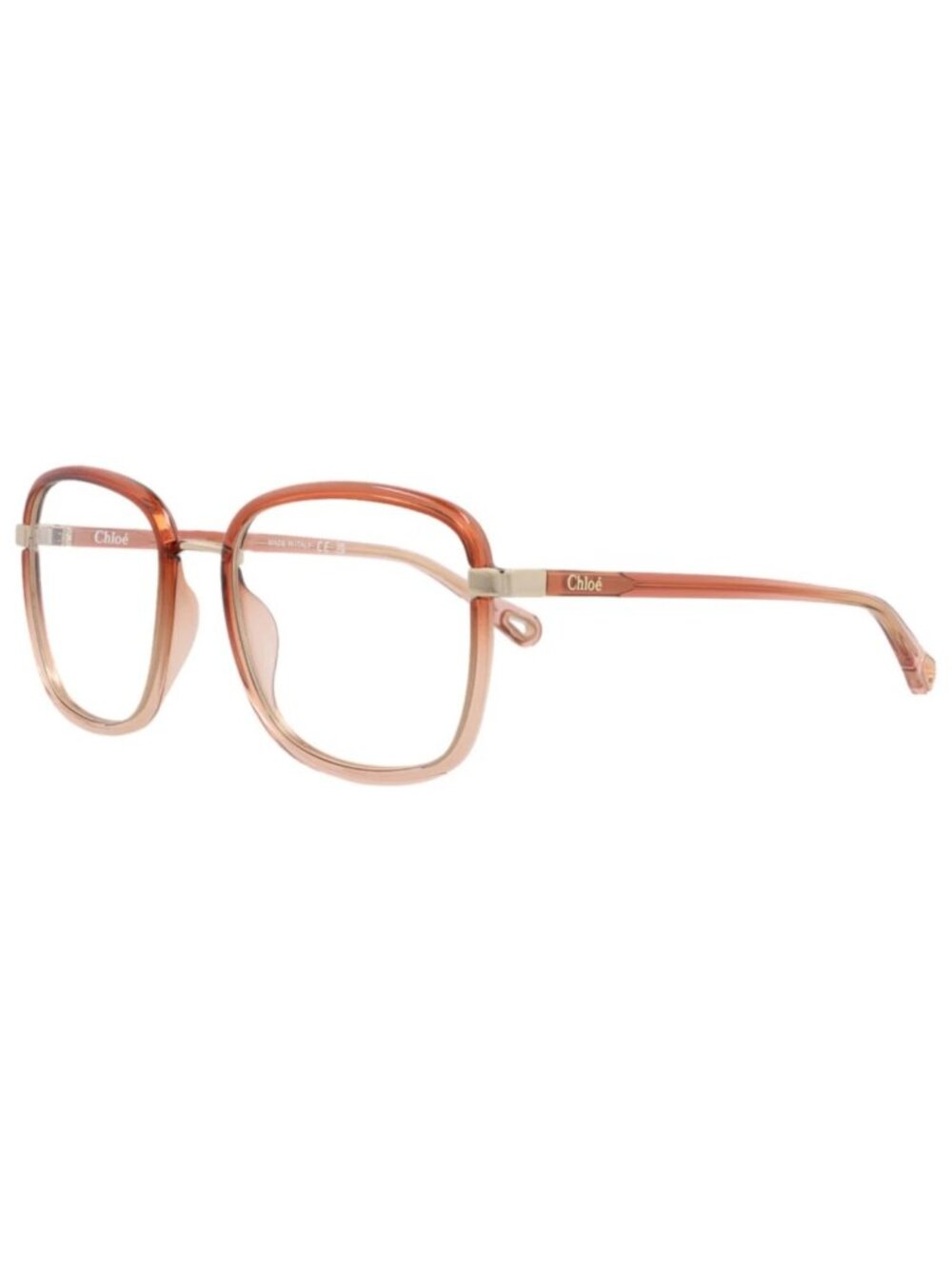 New Chloé Women's Eyeglasses Square Rectangle Injection Frame Orange Orange